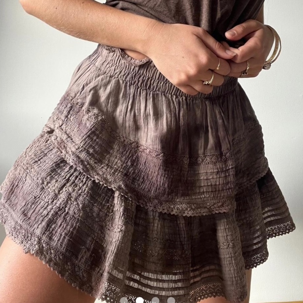 Aerie-Small Brown Skirt Tiered Rock and Ruffle Tie Dye
